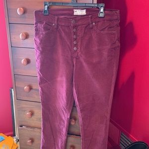 Free People Maroon/Burgundy Corduroy Straight Leg Pant